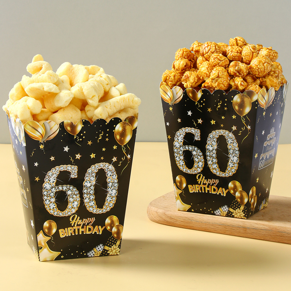 Black Gold Birthday Popcorn Box 18 years old Birthday Party Decor 18th 30th 40th 50th 60th Birthday Party Supplies Anniversary