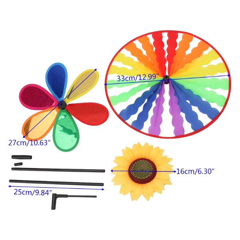 Sunflower Windmill Wind Spinner Sequins Whirligig Wheel Home Yard Party Decor Y4QA