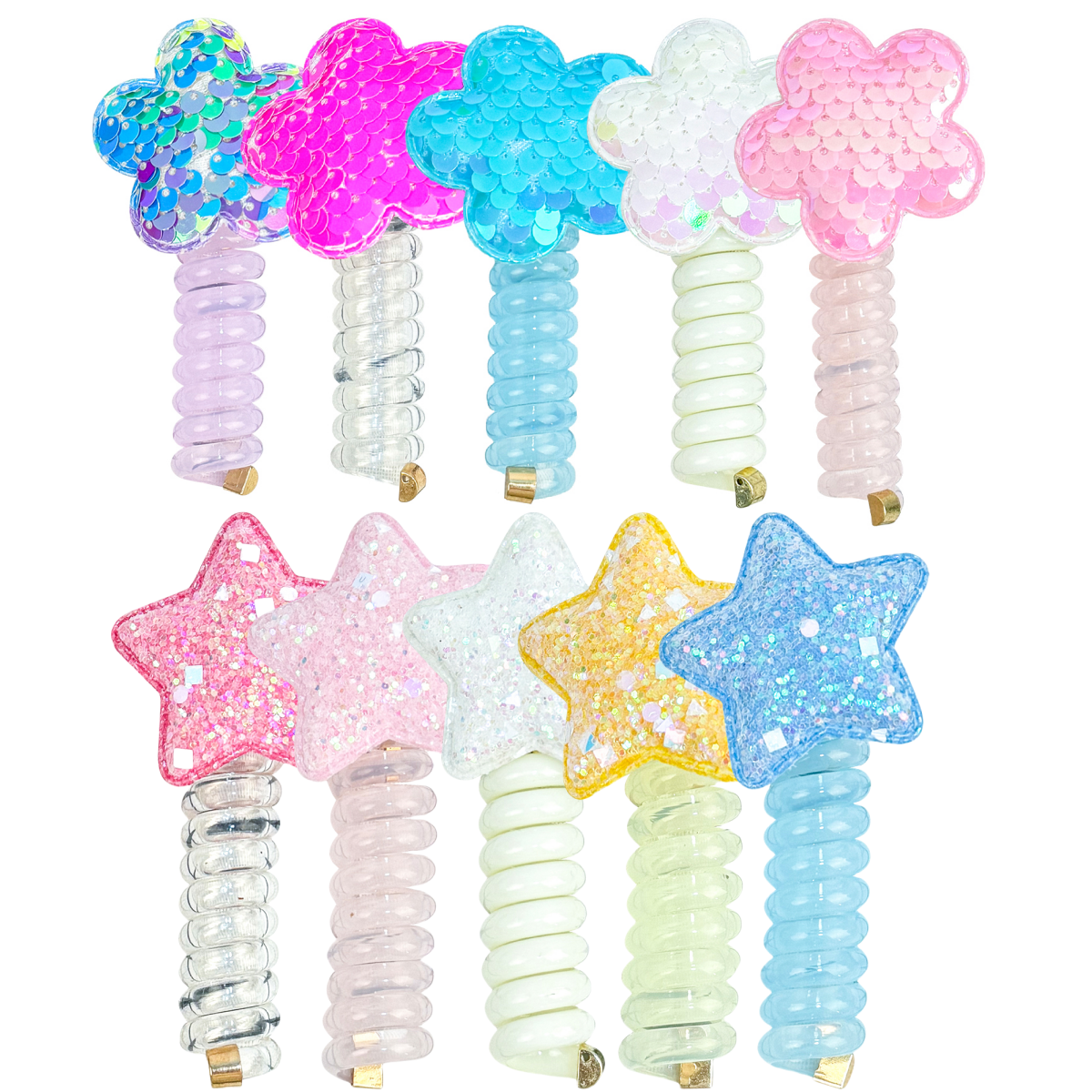 Pailletten Bloem Elastisch Haartouw Schattige Meisjes Telefoondraad Lijn Elasticiteit Glitter Ster Haarband Voor Kinderen Haaraccessoires