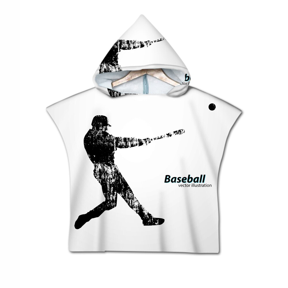 Nieuwigheid sport honkbal print baby kinderen kinderen capuchon handdoek zwembad bad strand poncho handdoek cape