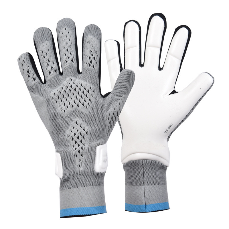 Power grip fotbollsmålvaktshandskar i förtjockad latex med halkskydd och slitageskyddande fingerskydd: Vit / Xl
