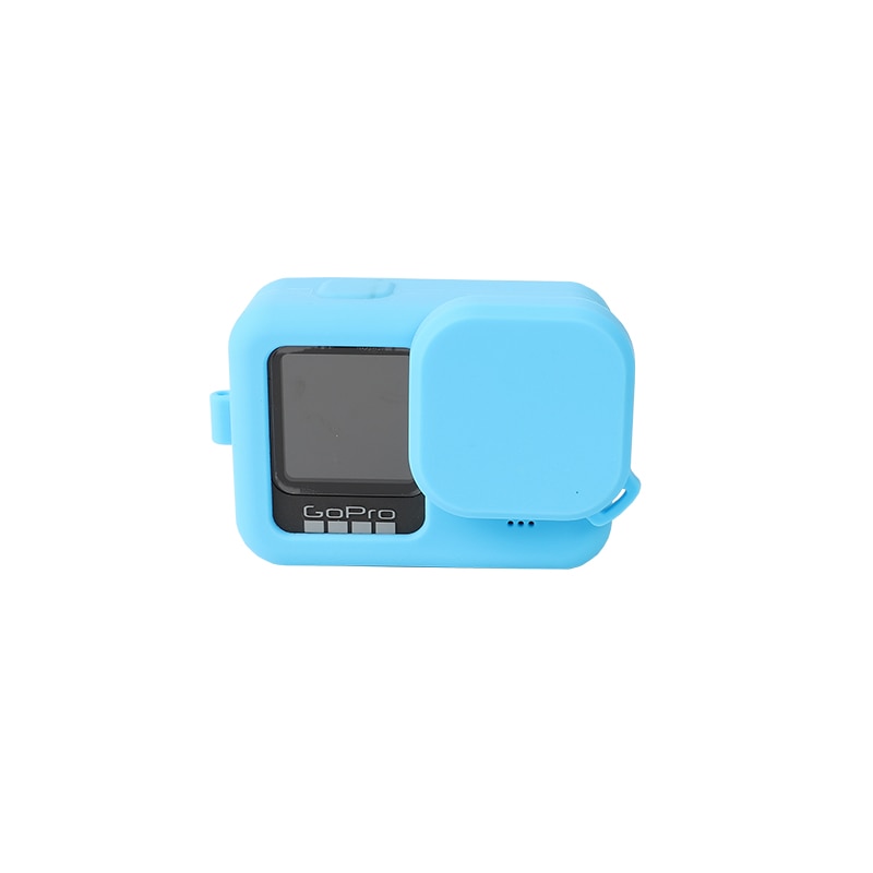 Beskyttelsesetui til gopro helt 9 svart, silikon gummi tilfelle beskyttelsesdeksel + snor + linsedeksel til gå pro 9 camra tilbehør