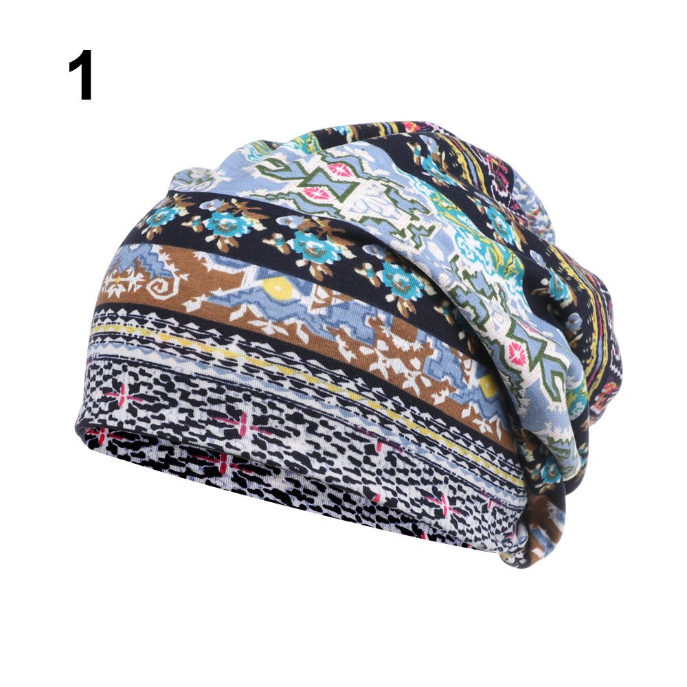 1Pc Baumwolle frauen ausgebeult Slouchy Mütze Hütte Sport lässig Headwear Haar Verlust Kopftuch Krebs Chemo Kappen Drucken kopf wickeln: 1