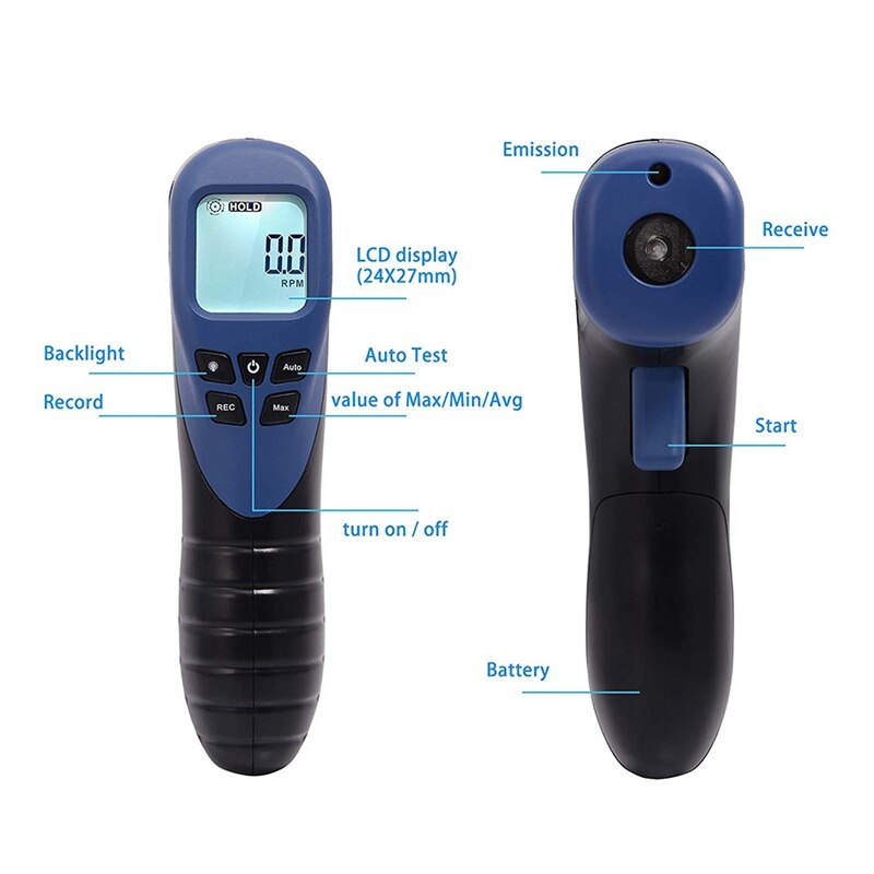 TL-900 Tachometer Digital Tachometer Non-Contact Measuring Range:2.5-99999RPM LCD Motor Wheel Lathe Speed Meter