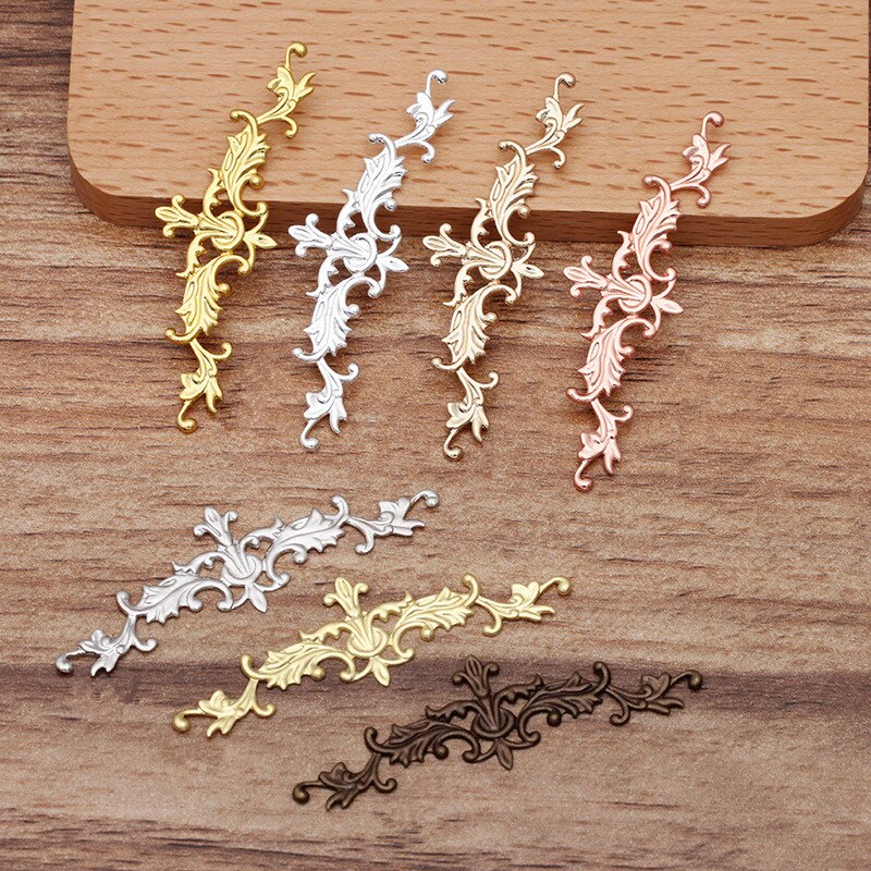 10 Stks/partij 10*52Mm Bloem Blad Charmes Messing Filigraan Diy Sieraden Maken Levert Hoofddeksels Sieraden Handgemaakte Onderdelen Accessoires 0188