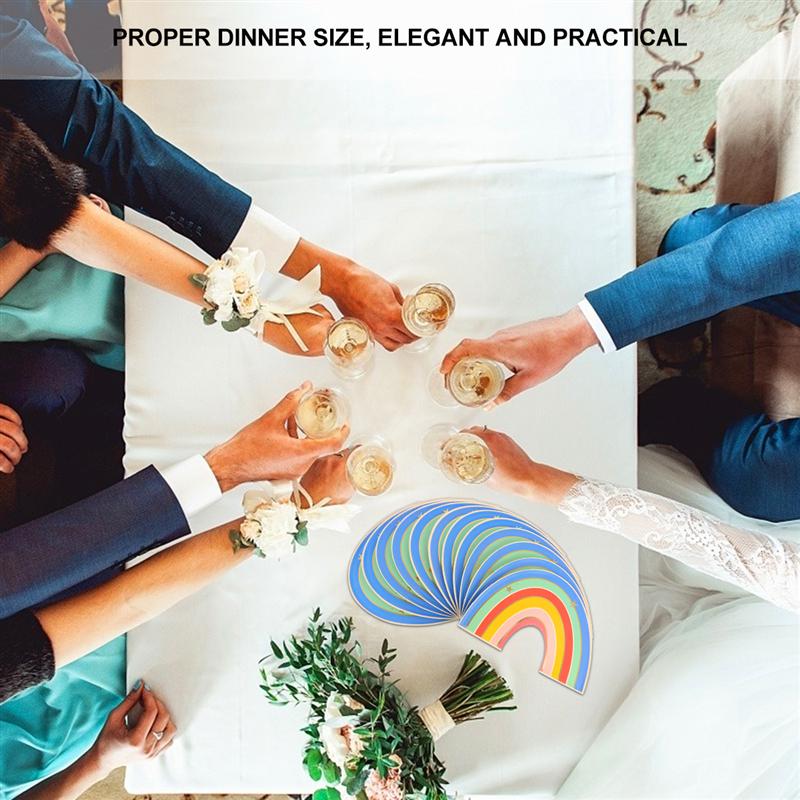 12Pcs Chic Rainbow Shaped Party Plates Disposable Paper Plates Banquet Party Dinners Parties Decorations Party Supplies