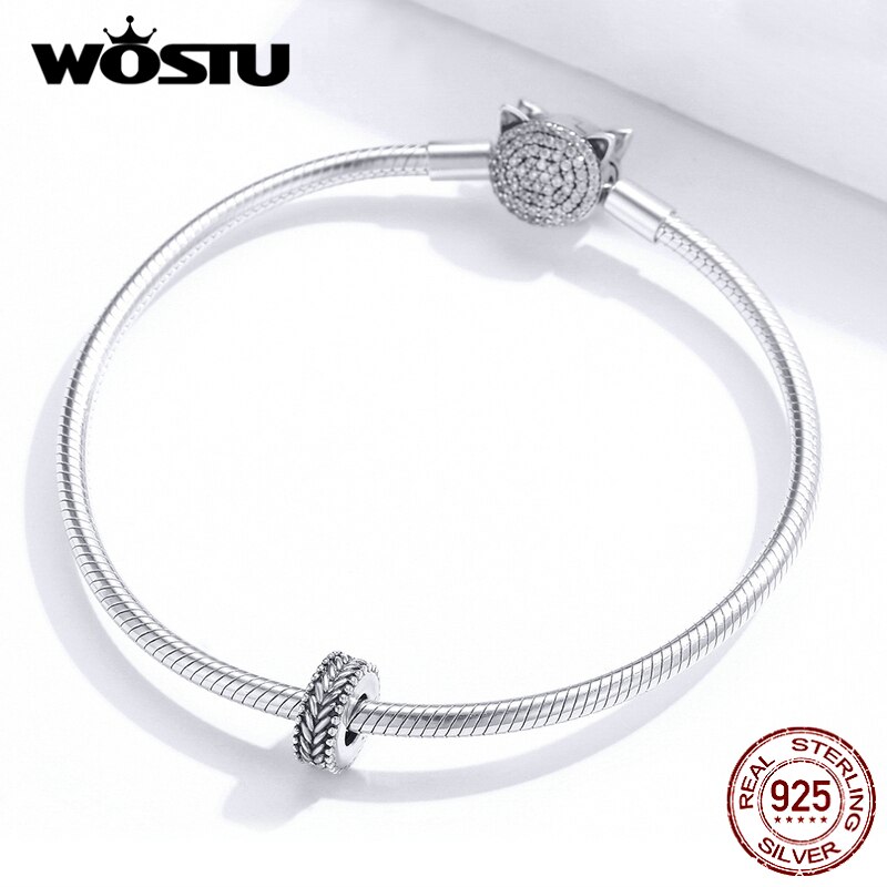 Wostu Tarwe Stopper Siliconen Spacer Kralen 925 Sterling Zilver Fit Originele Armband Charms Diy Sieraden Voor Vrouwen CQC1452