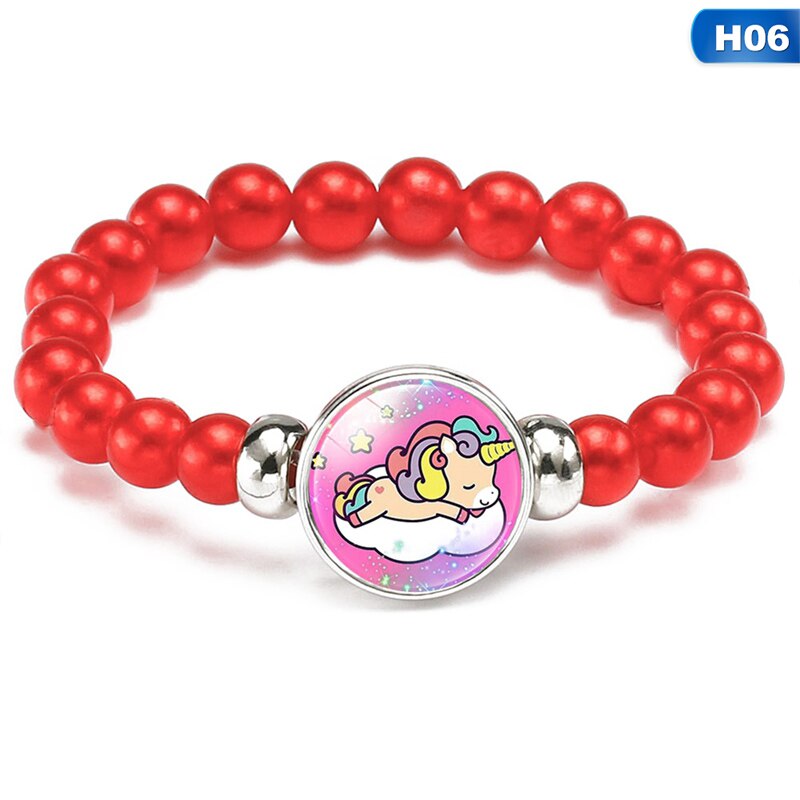 freundlicher Karikatur Einhorn Armbänder Schnur Schmuck Stein Armreif Einhorn Perlen Armbinde Geburtstag Partei freundlicher Armbinde