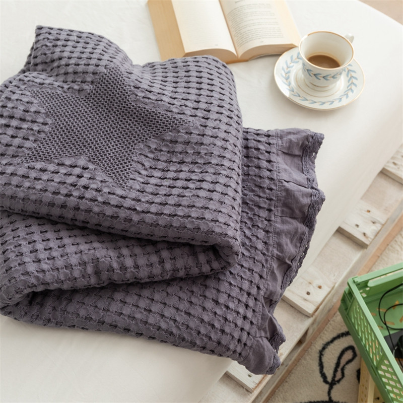 Czysta bawełna wafel wzburzyć rzuć narzuta na kanapę biuro podróży ciemnoróżowy lato klimatyzacja cienka poszewka na pościel tekstylia domowe: szary purpurowy / 110 by 160cm