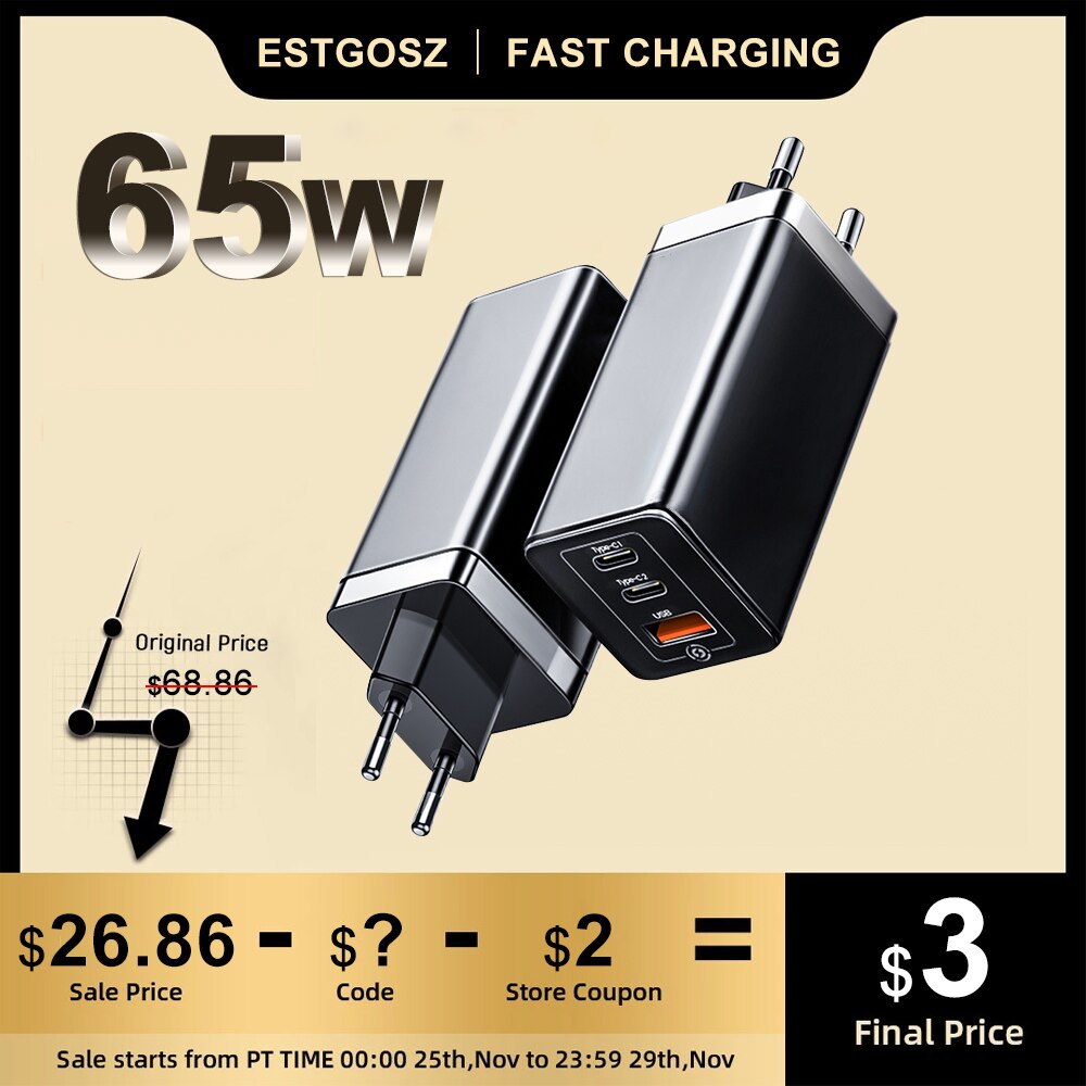 Ładowarka USB 65W szybkie ładowanie 4.0 3.0 QC4.0 QC PD3.0 PD USB-C typ C szybka ładowarka USB dla iPhone 12 Pro Samsung Macbook iPad