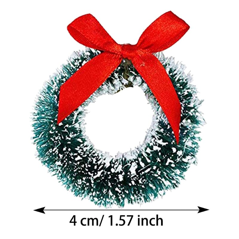 Mini couronnes de noël décoratives, 12 pièces, couronne d&#39;arbre de noël artificiel pour maison de poupée, embellissements, fabrication de cartes