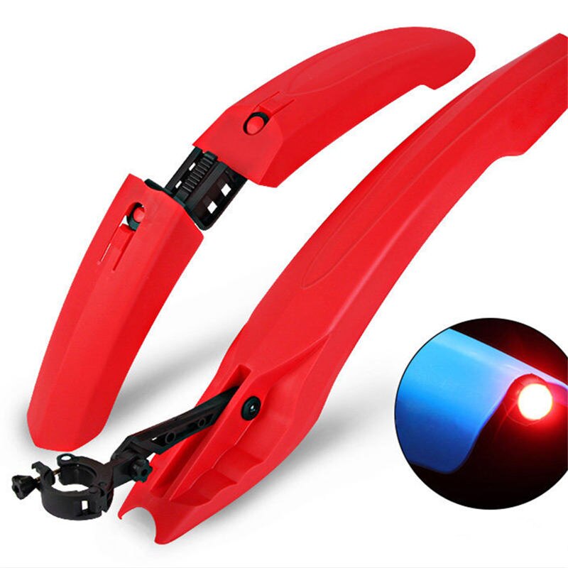 Guardabarros para bicicleta con luz trasera LED, ajustable, 5 colores, fácil de instalar: red