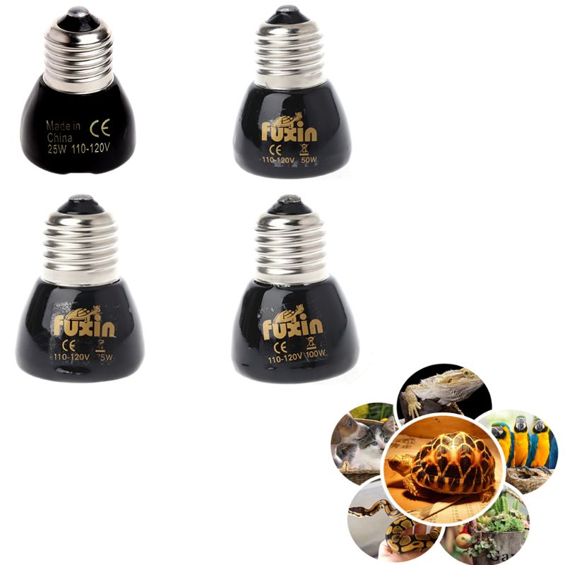 Lampe chauffante à infrarouge pour animaux de compagnie, ampoule noire, 25W 50W 75W 100W, Mini émetteur de chaleur en céramique, pour élevage de reptiles, 110 - 120 V