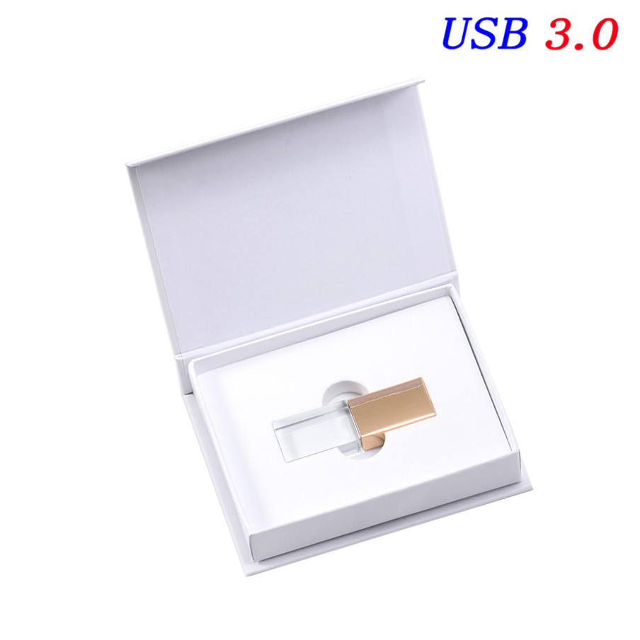 JASTER Crystal USB Flash Pen Drive Custom Logo Cle USB 3.0 4GB 16GB 32GB 64GB Wedding Pendrive (Over 10pcs Free Logo): Red / 16MB