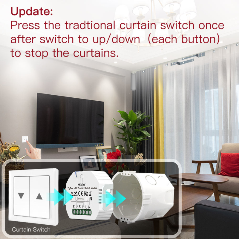 5 stück tuya zigbee  rf433 smart-vorhangschaltermodul, motorisierter rollladenmotor, 2 mqtt-kompatibel mit alexa und google home
