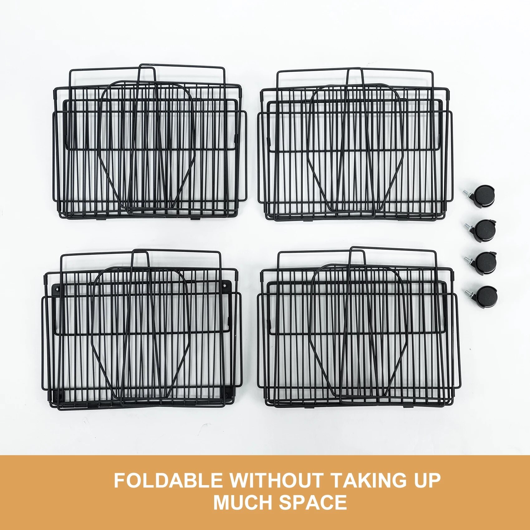 4 Tier Stackable Collapsible Kitchen Storage Baskets with Casters TrolleyRack Shelf Rolling Storage Bins for Kitchen Bathroom