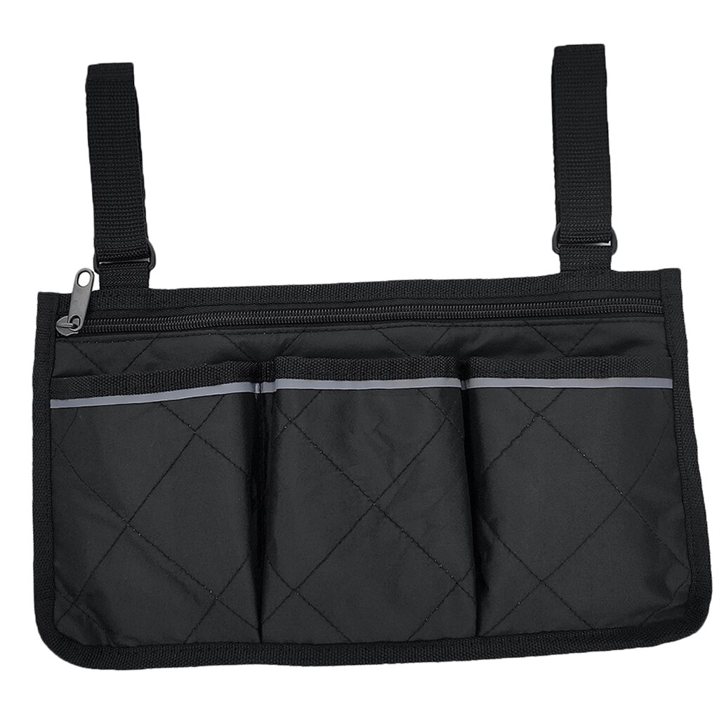 Pochette universelle d'organisateur de rolateur de sac de marcheur, sac latéral de Scooter de fauteuil roulant pour le stockage de casse-croûte de portefeuille de articles divers: Black