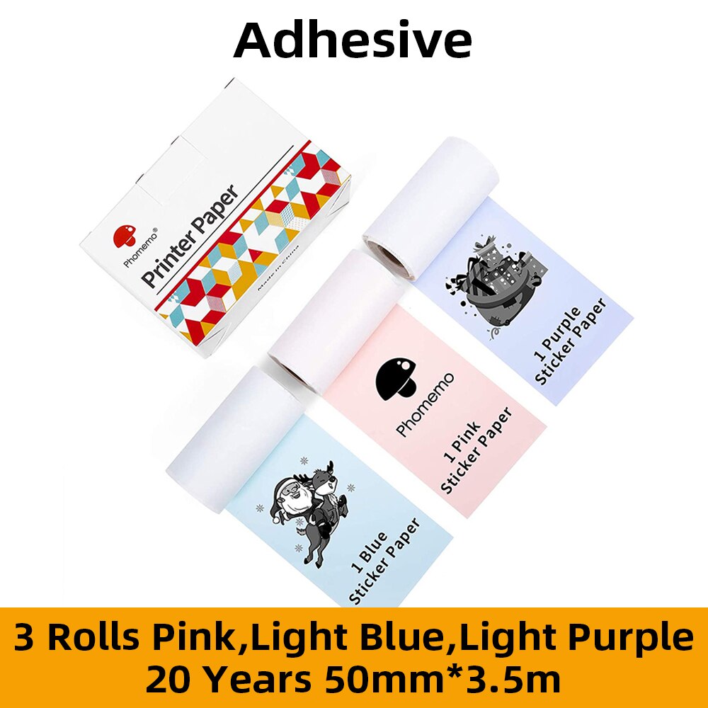 Papel Phomemo Sticky Thermisch Papier Printable Foto Papier Voor M02/M02S/M02Pro Mini Printer: 3color C 20 Years
