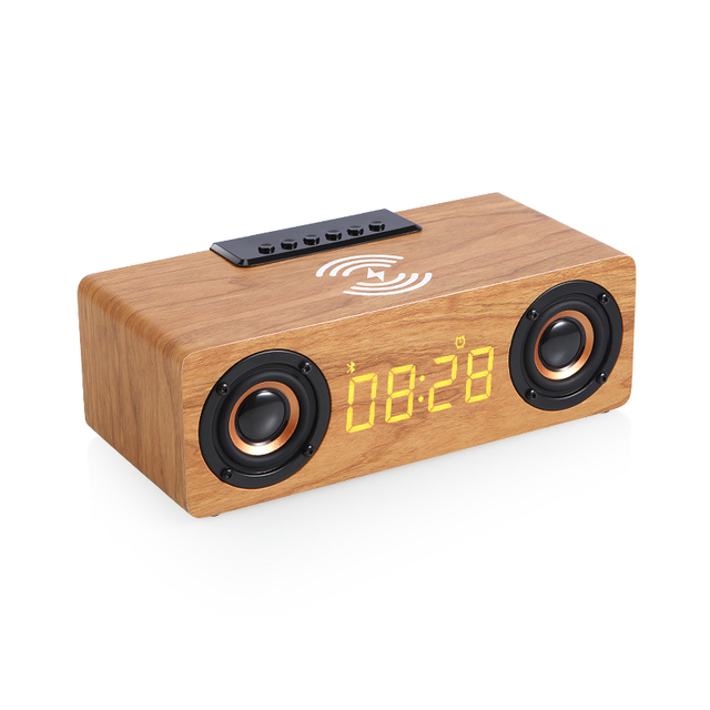 Houten Subwoofer Bluetooth Speaker Bt Mobiele Telefoon Draadloos Opladen Wekker Speaker Portable Computer Sound Bar Fm Radio Tf: Yellow