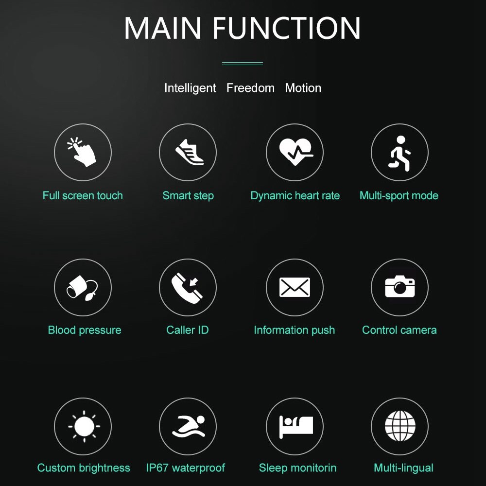 V5 Smart Watch Sport Bracelet Fitness Tracker Blood Pressure Heart Rate for Xiaomi IOS Androi