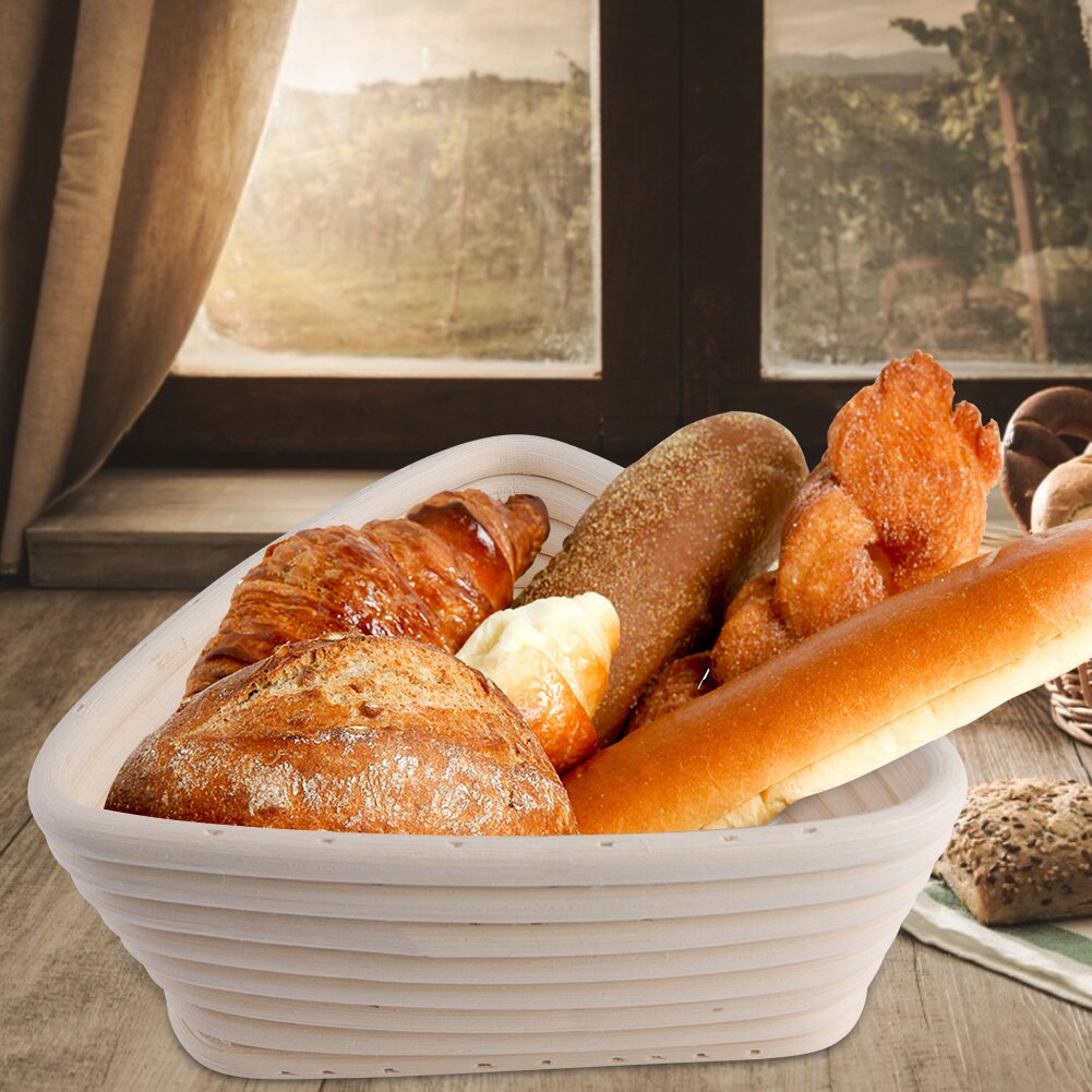 TOPINCN Kitchen Long Round Dough Rattan Cookie Baking Bread Pans Proofing Proving Rattan Food Breakfast Plate Baskets Holder