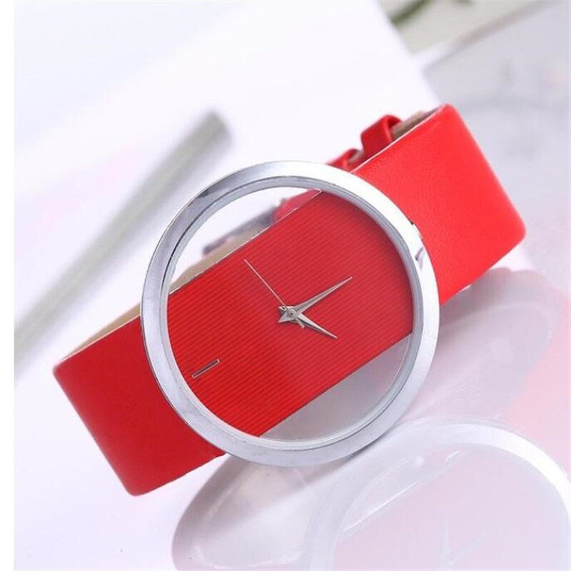 Vrouwen Horloges Luxe Casual Quartz Horloges Lederen Band Sport Dames Polshorloge: Red