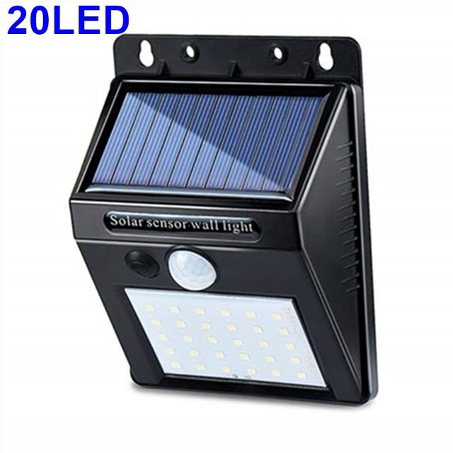 Outdoor 100 LED Solar Light Solar Wall Lamp Waterproof PIR Motion Sensor Garden Light Solar Powered Sunlight Street Light: 20LED