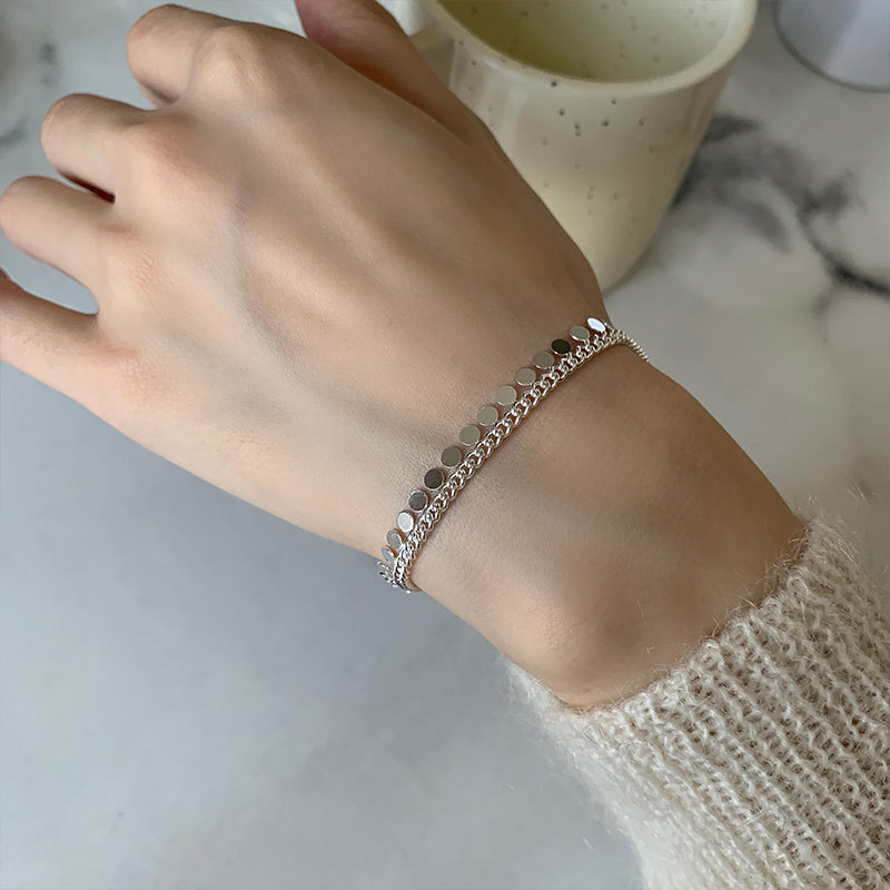 925 szterling srebro połączyć łańcuch kutas okrągły koralik czar bransoletka bransoletka dla kobiety dziewczyny impreza koreański biżuteria Akcesoria sl511