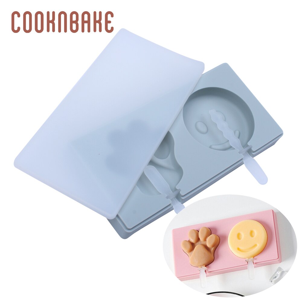 COOKNBAKE Silicone Ice Cream Maker Ice Cube juice bar Summer paw shape cake decoration form children ice lolly tray with stick: CDY-228
