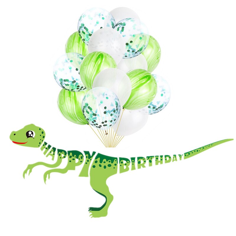 Cute Happy Birthday Banner Animal Dinosaur Giraffe Cow Pig Banner Garland Balloon for Boy Girls Kids Birthday Party Decoration