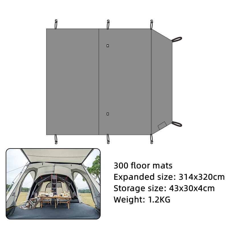 Mobi Garden Camping Outdoor Picnic Tent Weatherproof Sunscreen 3-4 People Large Space Tunnel Tent Camping Tent Travel Cover: ground mat