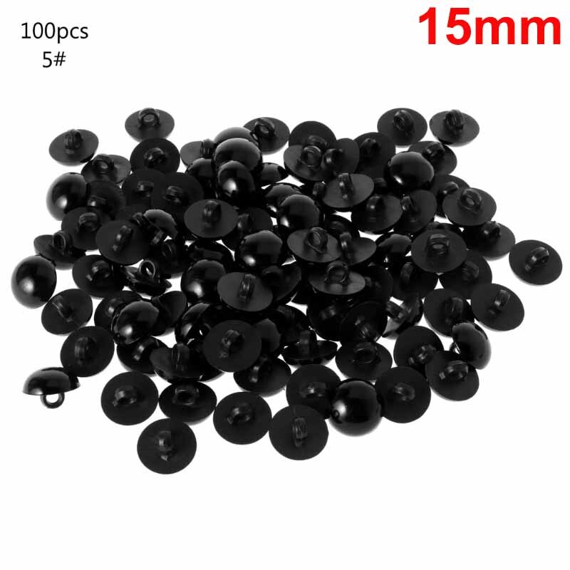 100x Black Shank Button DIY Sewing Eye Shirt Doll DIY Craft 9/10/11.5/12.5/15mm: 5