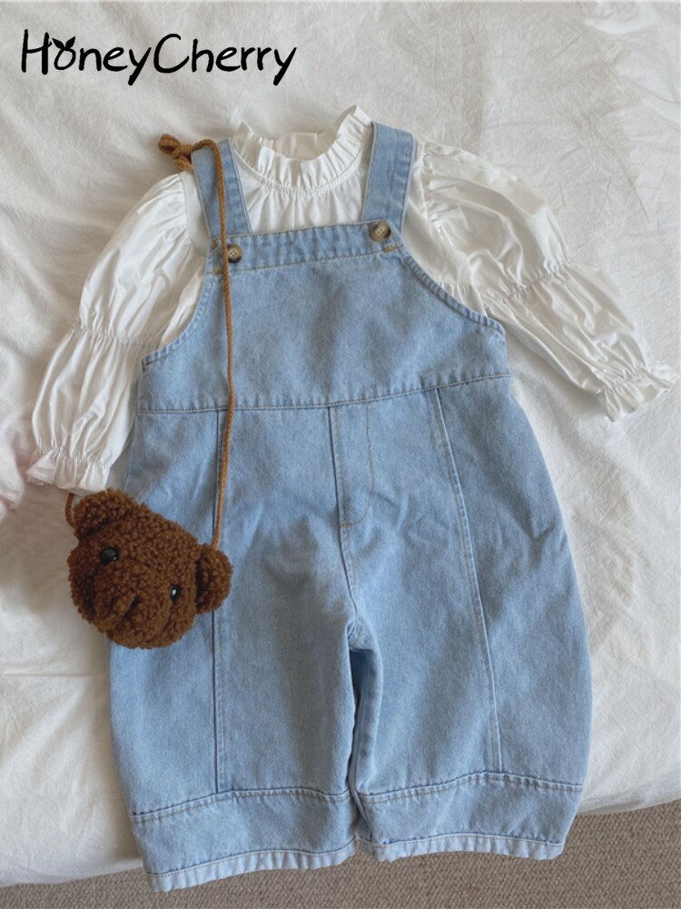 HoneyCherry – salopette en denim pour enfants, couleur claire, printemps 2022