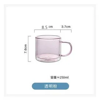 Vasos de vino de 250ml, vaso para beber whisky, Vodka, café, zumo, agua, té, taza creativa de vidrio de doble fondo para el hogar: pink-250ml