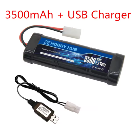 7.2V 5000mAh Ni-MH Battery Pack with Tamiya Plug With 7.2v Charger and SC*6 Cells Battery for RC Racing Cars Boats RC toys: Yellow