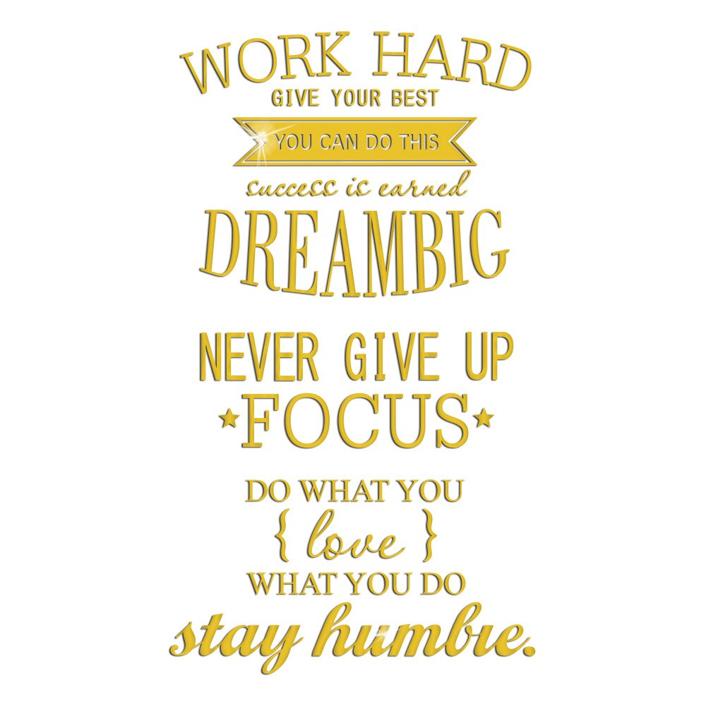 English Letters Proverbs Work Hard Wall Stickers Wallpapers Kid Baby Room Bedroom Decor Dormitories Removable Waterproof: Gold