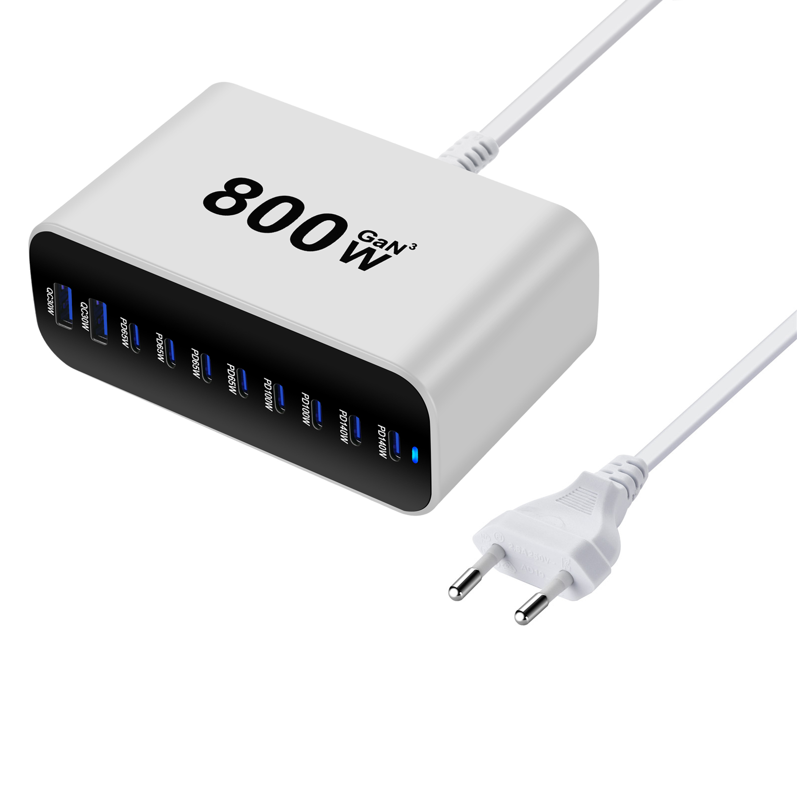 800w 8 c 2a usb c laddare bärbar laddningsstation med 10- portar bordsladdare för mobiltelefoner surfplattor och mer