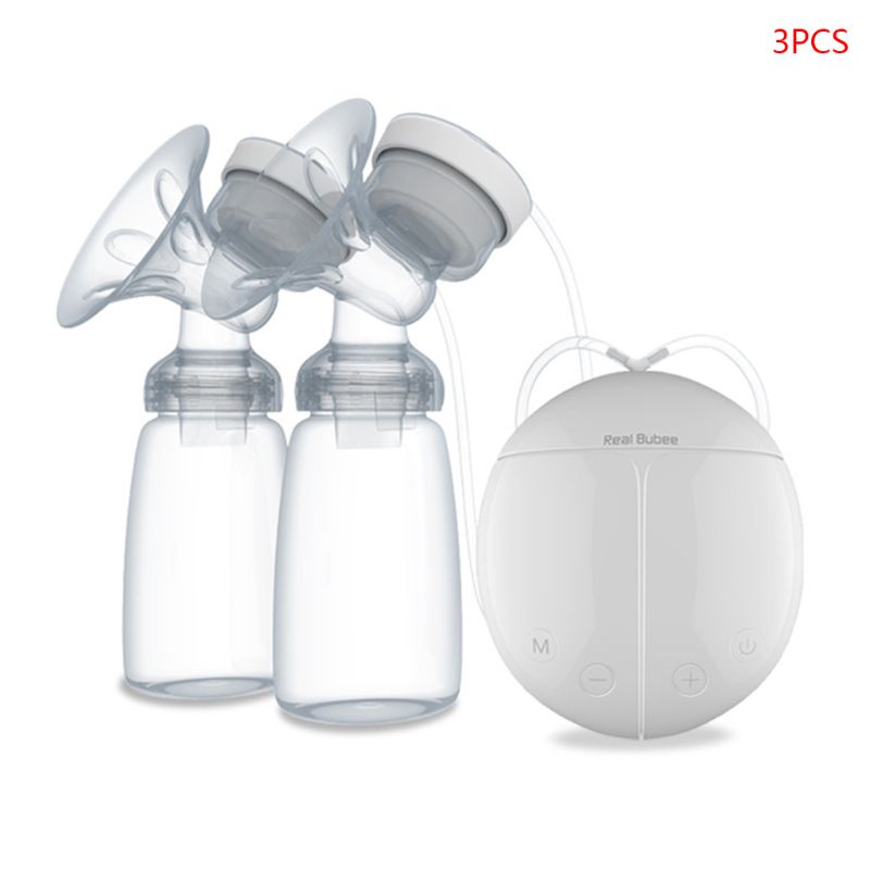 Electric Double Breast Pump Kit with 2 Baby Milk Bottles Baby Nipple Suction