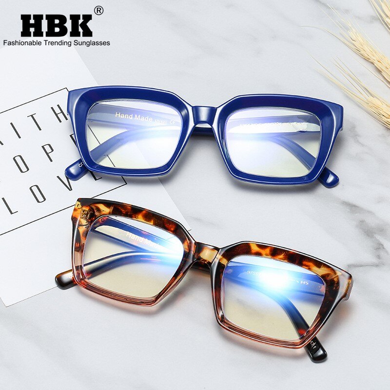 HBK Square Eyeglasses Frame Women Optical Clear Glasses Frame Brand Plain Eye Glasses Oculos De Grau Femininos