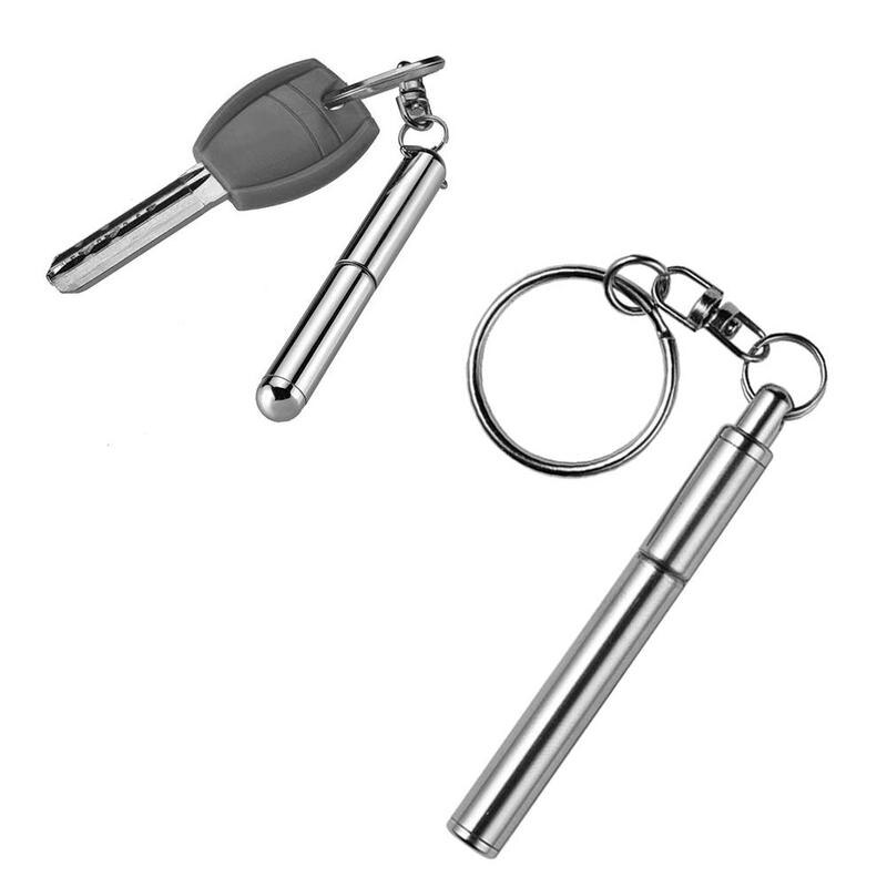 1pc mini metal nøglering bærbar rustfrit stål udtrækkelig pen nøglering indtrækkelig pen værktøj fyldepen kuglepen nøglering