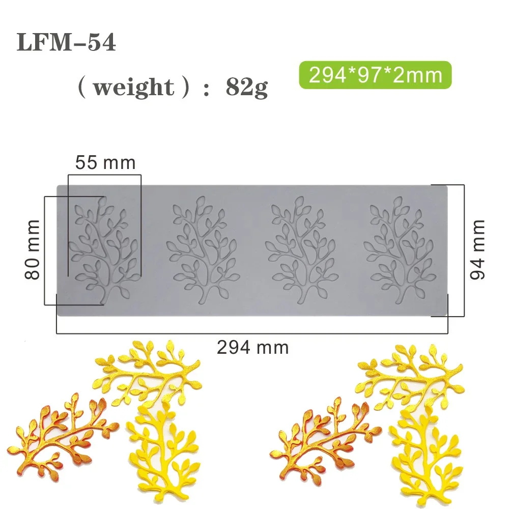 Leaf Shape Cake Border Fondant Lace Mat Coral Maple Butterfly Chocolate Silicone Mold Printing Mat Baking Mold DIY Cake Stencil: LFM-54