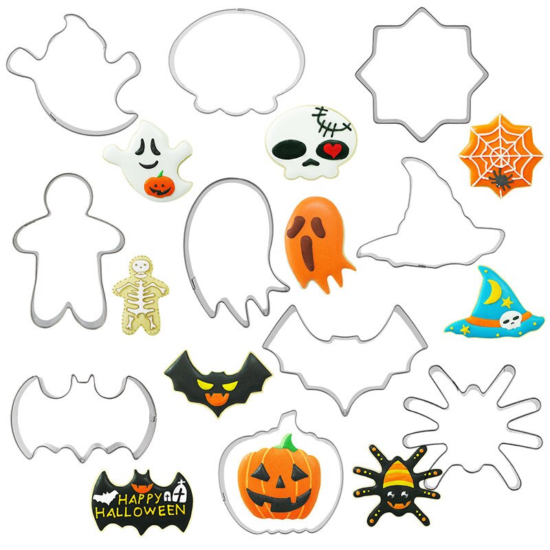 10Pcs/Setcookie Cutter Set Halloween Rvs Cookie Mould Diy Keuken Bakken Mallen Cookie Cutter Bakken Accessoires