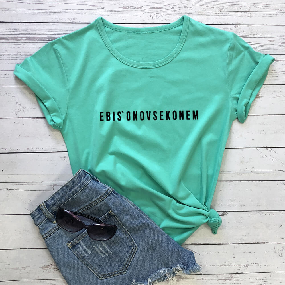 Russische Brief Print 100% Katoen Zomer Vrouwen T-shirt Herfst Vrouwelijke Shirts Casual O-hals Korte Mouw Tops Hipster Tumblr tee