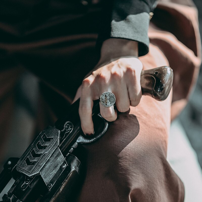 HUANZHI 2020 nowy punk indywidualność fajny aspekt ruch parowy bieg regulowane metalowe pierścionki dla kobiet Człowiek para pierścień