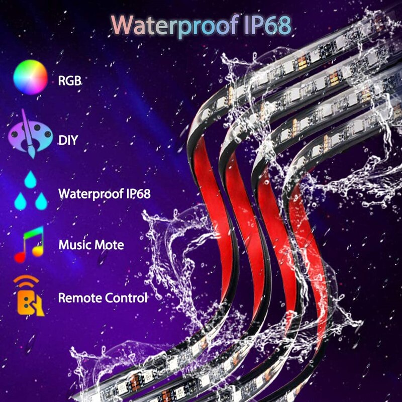 Coche LED luz banda Flexible Led luces para los bajos del coche Control Remoto/APP Control luz de neón LED RGB de atmósfera de la lámpara