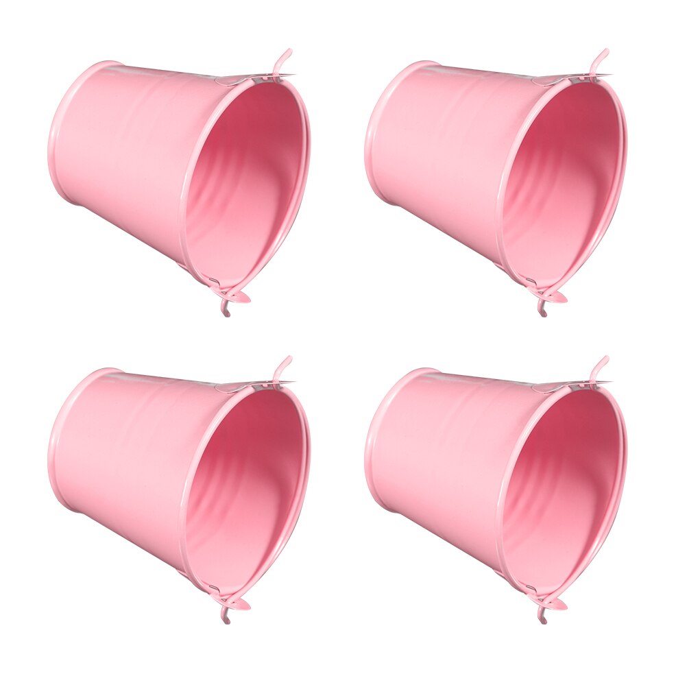 12Pcs Simple Iron Bucket Iron Bucket With Handle Photo Prop Garden Decor for Home Decor Adorn Garden: Pink