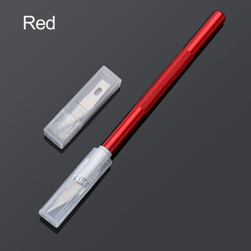 1Pcs Metal Handle Non-Slip Blade Knife Multicolor Scalpel Cutter Engrave Carving Pastry Cutting Model Making Pastry Tools: red