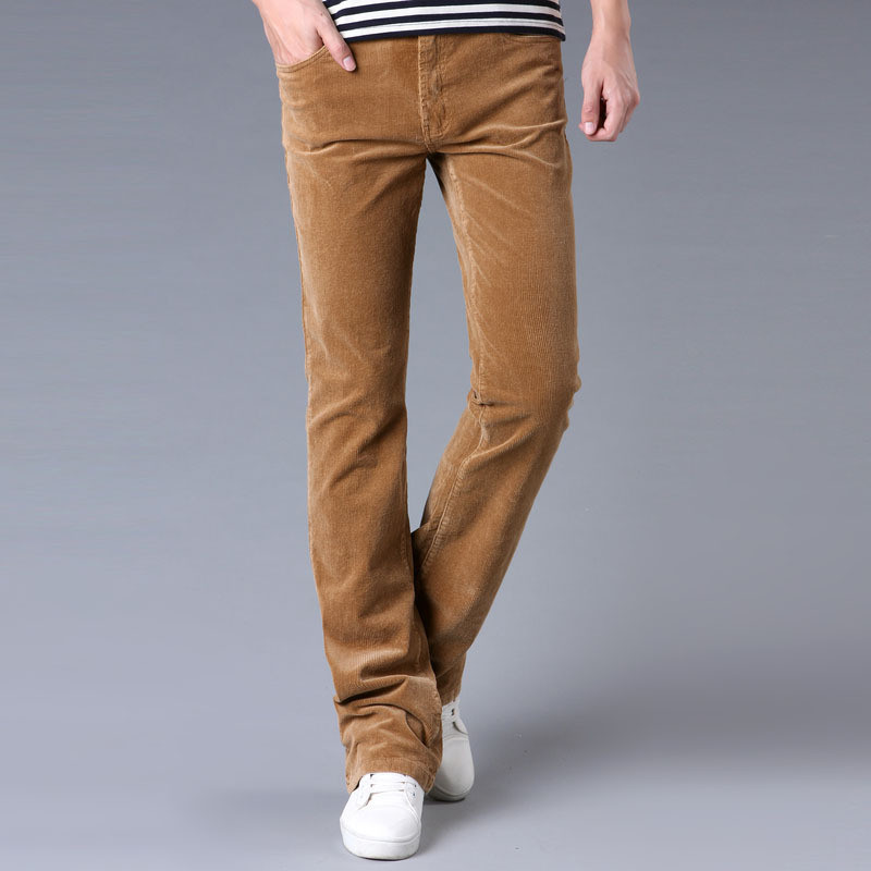 Men's Casual Pants Men's Micro Bell-bottomed Corduroy trousers Korean version of the Stretch Slim Wide Leg pants