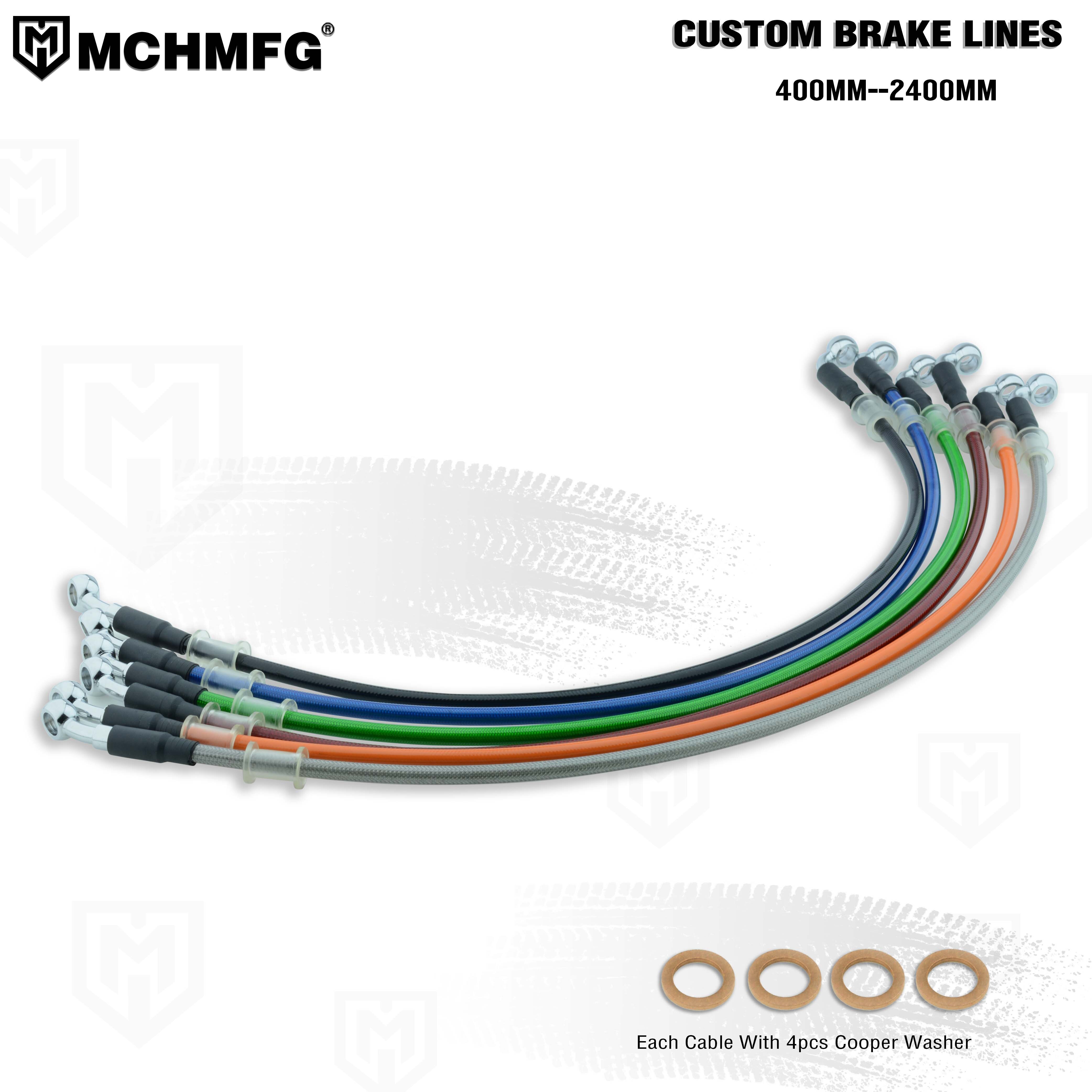 MCH Braided Brake Hose Moto M10 Banjo 28 90 Degrees Motorcycle ATV Hydraulic Clutch DOT Flexible Tube Line Oil Hose 400 2400mm