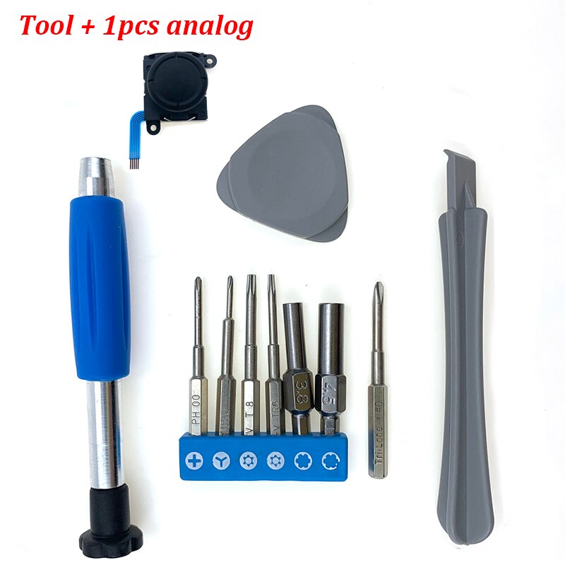 Palanca de mando analógica 3D, palanca de pulgar, módulo de llave de tapa de botón, herramienta de reparación para Nintendo cambiar controlador Joy-Con + herramienta de reparación: Tool kit 1 analog